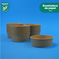 Ensaladera Papel | Papel Kraft | 16 oz | Compostable y biodegradable