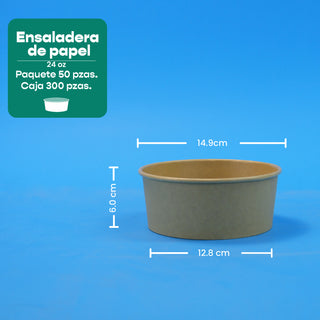 Ensaladera Papel | Papel Kraft | 25 oz | Compostable y biodegradable