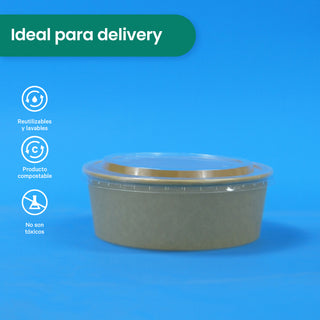 Tapa Clear Ensaladera | Acido Poliactico | 16-32 oz | Compostable y biodegradable