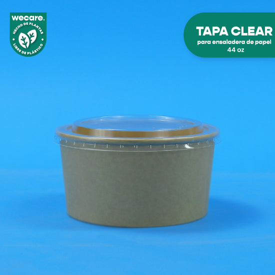 Tapa Clear Ensaladera | Ácido  Poliláctico PLA | 44 oz | Compostable y biodegradable