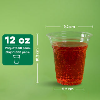 Vaso Transparente | Ácido  Poliláctico PLA  | 12 oz / 355 ml | Compostable y biodegradable