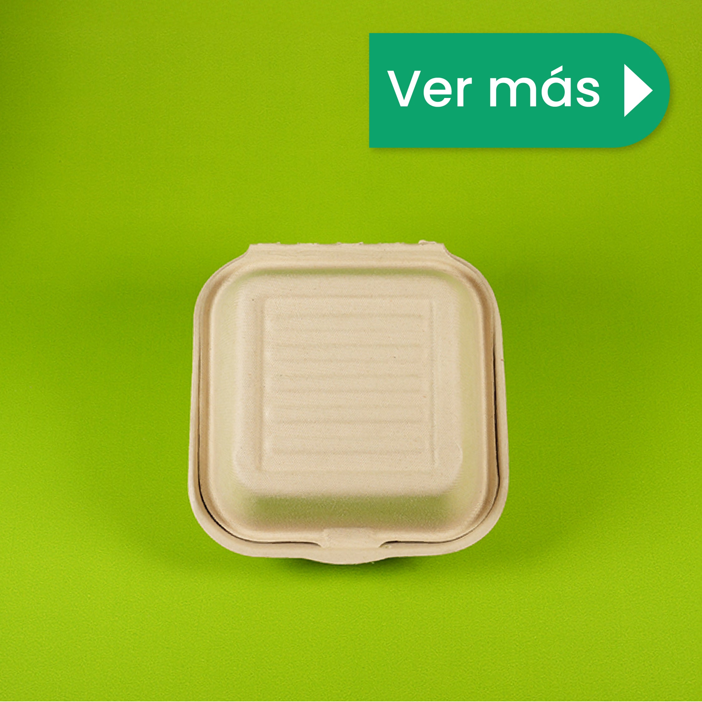 Contenedor Almeja | Bagazo Trigo | 6x6x3" / 15.2x15.2x7.6 cm | Compostable y biodegradable
