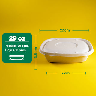 Lunch Box | Bagazo Trigo | 29 oz | Compostable y biodegradable
