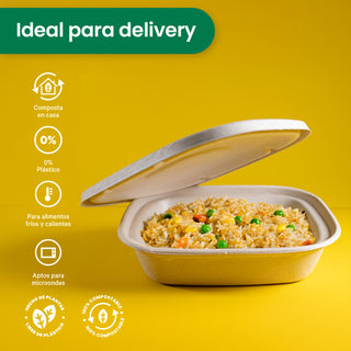Lunch Box | Bagazo Trigo | 38 oz | Compostable y biodegradable
