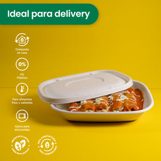 Lunch Box | Bagazo Trigo | 29 oz | Compostable y biodegradable