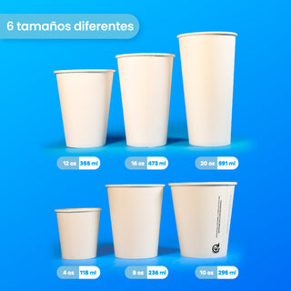 Vaso Térmico | Papel - Ácido  Poliláctico PLA | 8 oz / 237 ml | Compostable y biodegradable