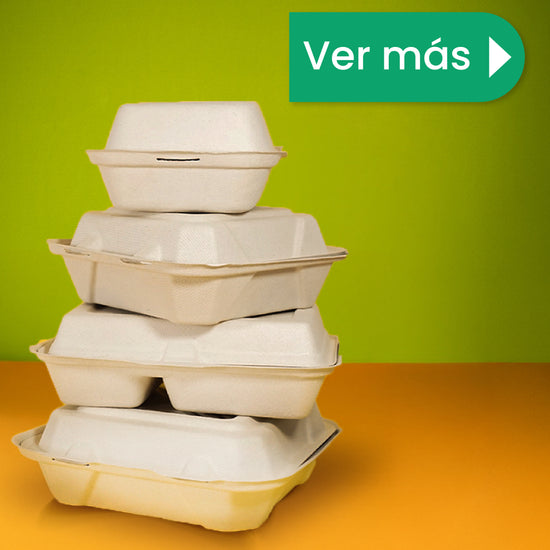 Contenedor Almeja 3 Div.| Bagazo Trigo | 9x9x3" / 22.8 x 22.8 x 7.6 cm | Compostable y biodegradable