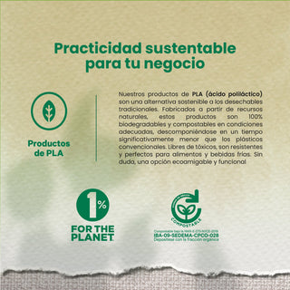 Vaso Transparente | Ácido  Poliláctico PLA | 16 oz / 473 ml | Compostable y biodegradable