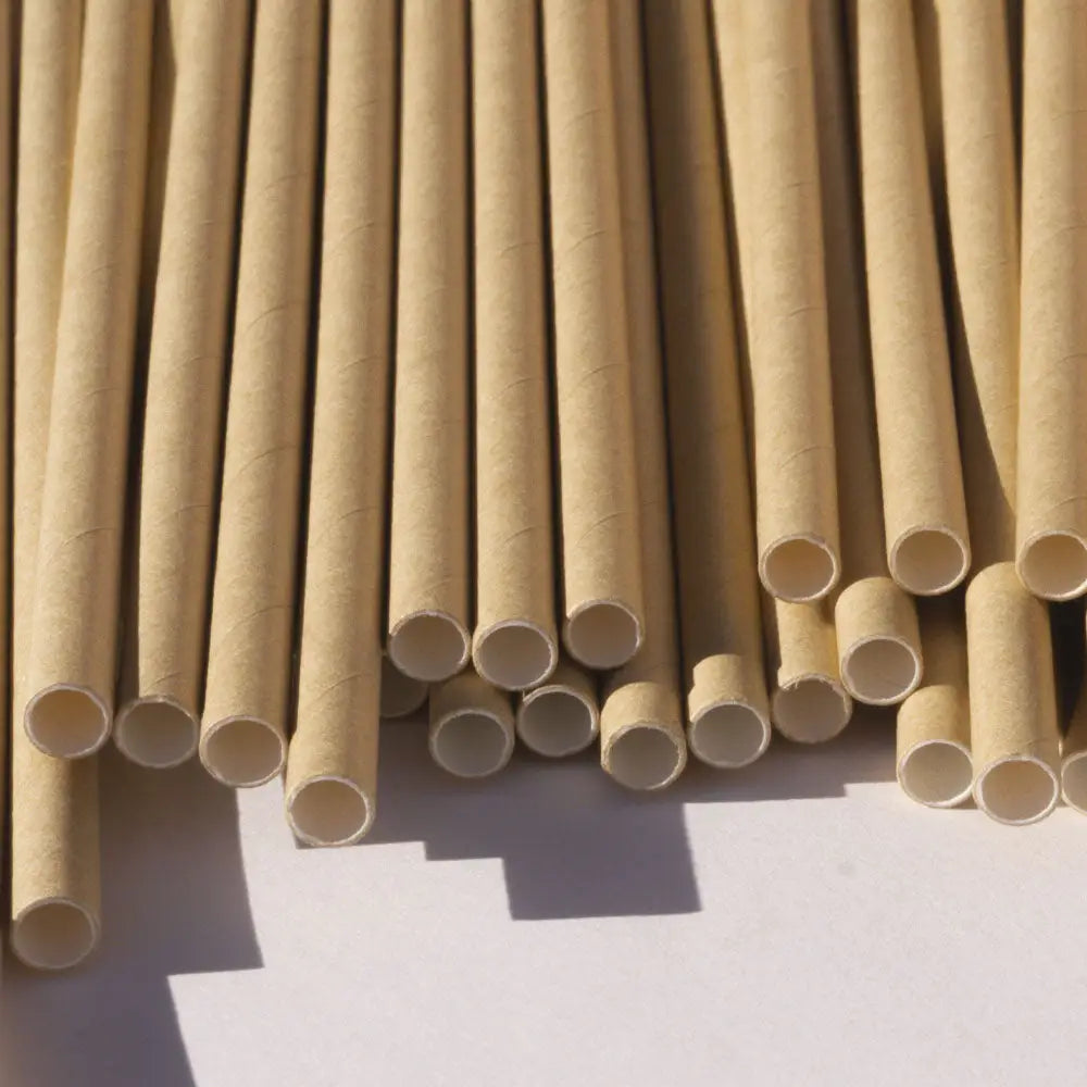 Popotes de papel kraft estuchado 21 cm x 0.6 cm - we care -