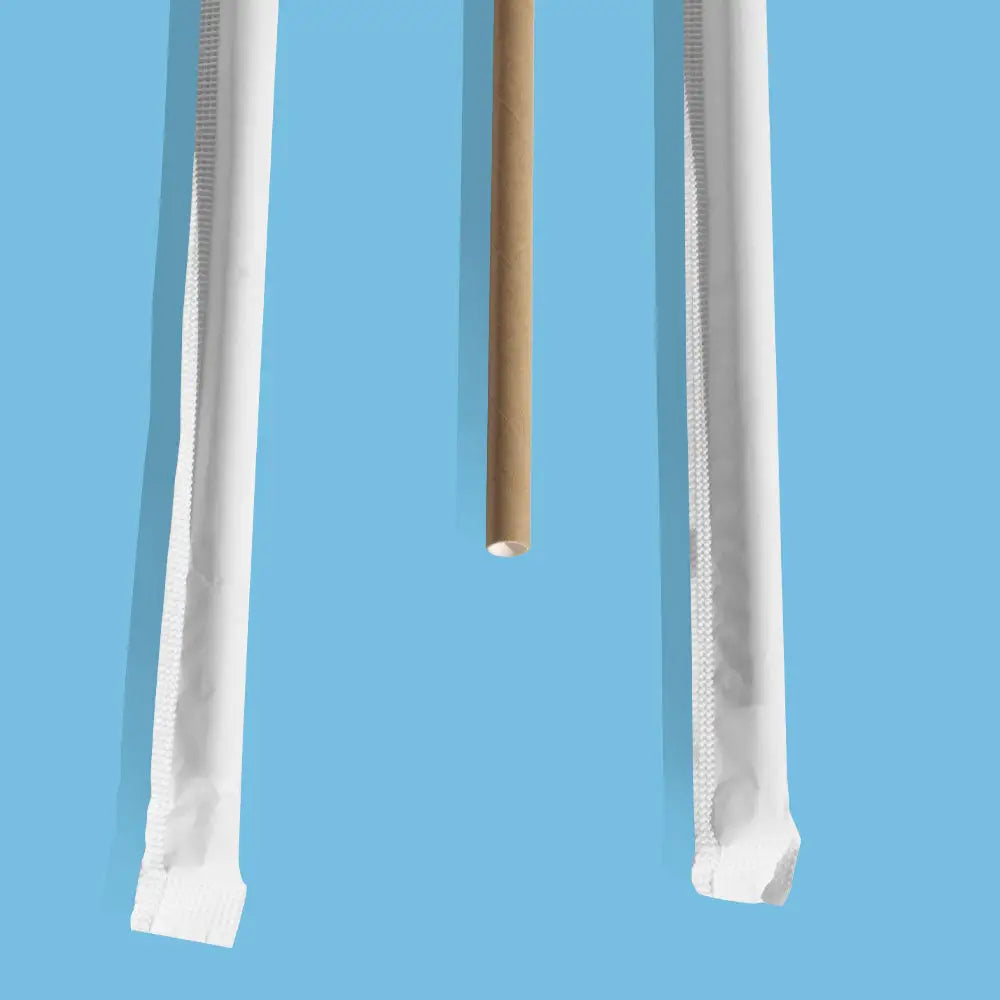 Popotes de papel kraft estuchado 21 cm x 0.6 cm - we care -