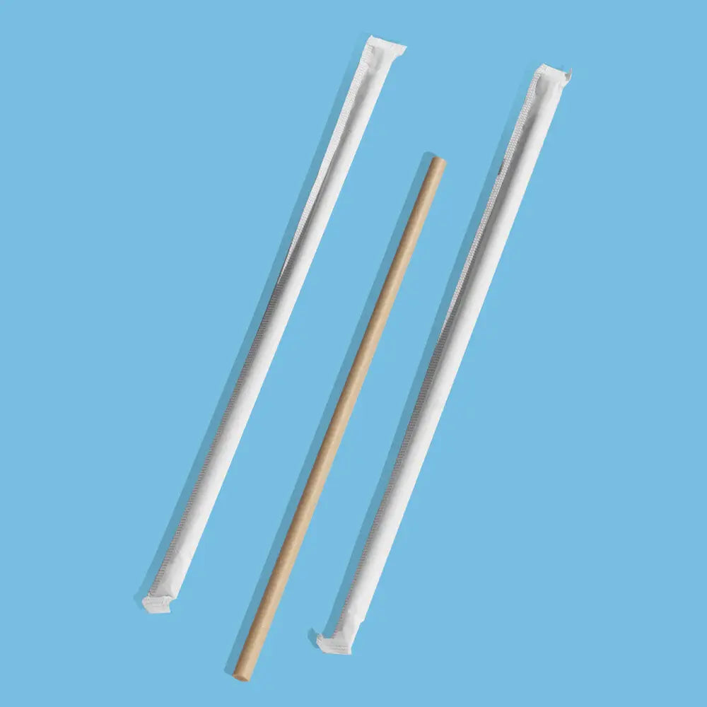 Popotes de papel kraft estuchado 21 cm x 0.6 cm - we care -