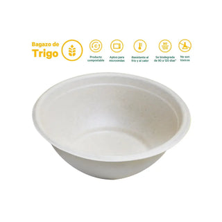 Tazón Desechable y Biodegradable De 16 oz - We Care - Tazon